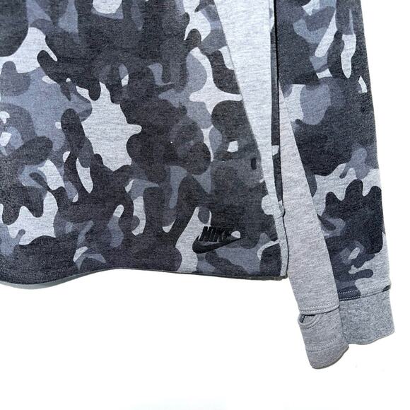 Nike Tech Cropped Carbon Heather Black Camo Crewneck Sweatshirt Size Small - Picture 6 of 16